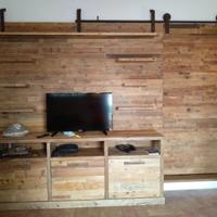 credenza pannellatura porta scorrevole legno vecch