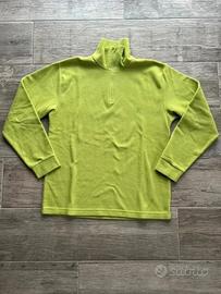 Felpa Pile Uomo Verde Lime Mezza Zip Tg L