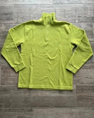 Felpa Pile Uomo Verde Lime Mezza Zip Tg L