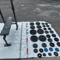 pesi in ghisa bilanciere e panca Piana