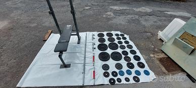 pesi in ghisa bilanciere e panca Piana