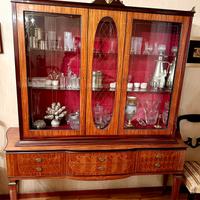 Vetrinetta buffet vintage in legno intarsiato 