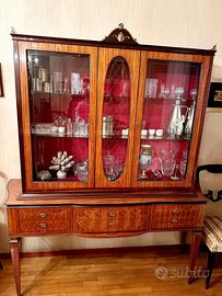 Vetrinetta buffet vintage in legno intarsiato 