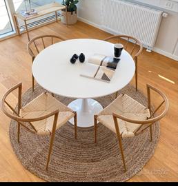 Tavolo Rotondo Laccato Bianco +4sedie