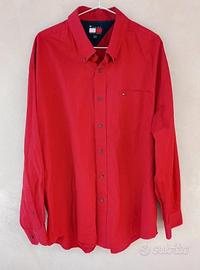Camicia uomo Tommy Hilfiger, tg XL, vintage, rossa