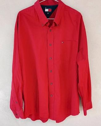 Camicia uomo Tommy Hilfiger, tg XL, vintage, rossa