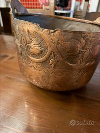 Splendida Coppia Antiche ramine/ paioli 30 cm