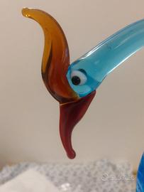 Uccello stilizzato in vetro di Murano