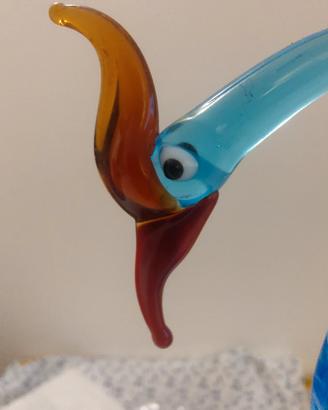 Uccello stilizzato in vetro di Murano