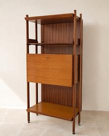 Libreria a ribalta in teak anni ’60