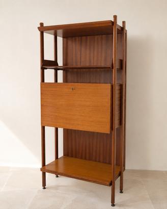 Libreria a ribalta in teak anni ’60