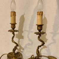 Coppia di lampade antiche in bronzo/ottone