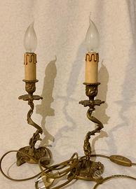 Coppia di lampade antiche in bronzo/ottone