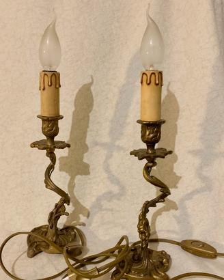 Coppia di lampade antiche in bronzo/ottone