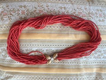 Collana multifilo rossa vintage anni 90