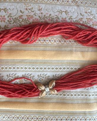 Collana multifilo rossa vintage anni 90