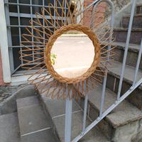 specchiera in vimini vintage 