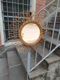 specchiera in vimini vintage 