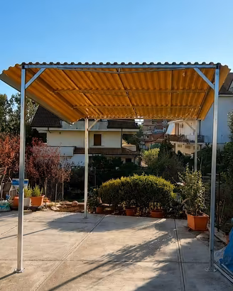 Gazebo/tettoia in ferro zincato-nuovo