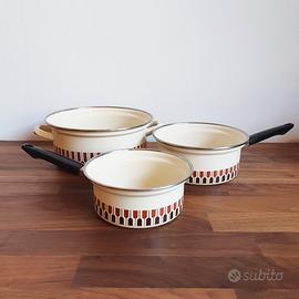 Set pentole smaltate Moneta vintage anni '60