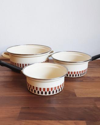 Set pentole smaltate Moneta vintage anni '60