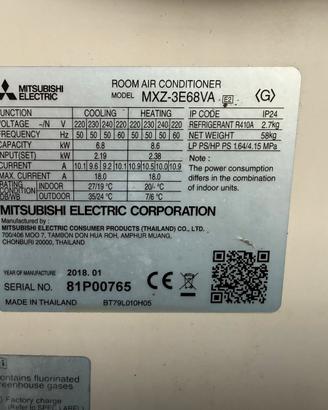 Ricambi trial Mitsubishi modello MXZ-3E68VA
