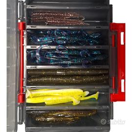 Lotto Esche Siliconiche + Scatola Porta Esche