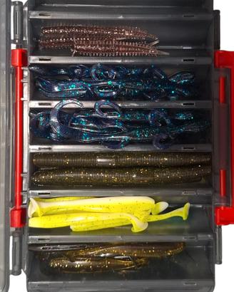 Lotto Esche Siliconiche + Scatola Porta Esche