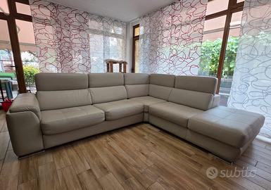 Divano letto in vera pelle ad angolo cm 305x260
