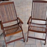 2 sedie con braccioli pieghevoli in teak