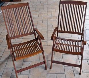 2 sedie con braccioli pieghevoli in teak