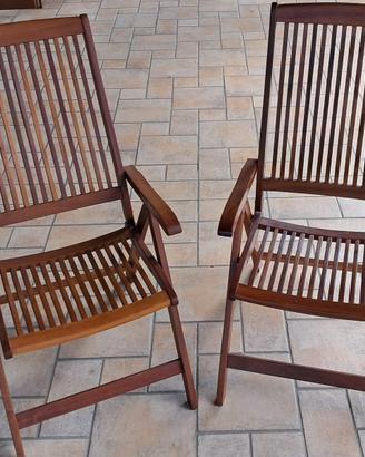 2 sedie con braccioli pieghevoli in teak