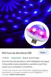 luce LED multicolore con usb