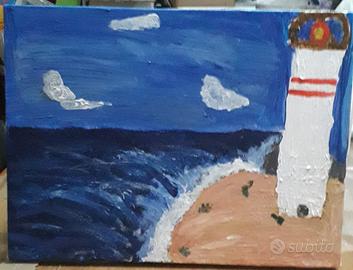 Faro sul mare 30x40- Acrilico.   Opera autentica  