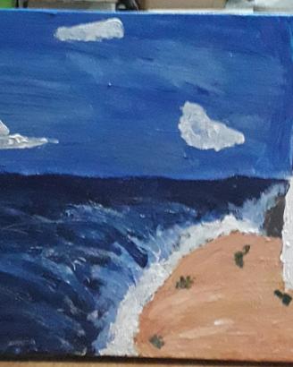 Faro sul mare 30x40- Acrilico.   Opera autentica  