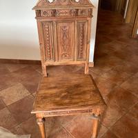4  Sedie in legno massello ciliegio intagliate