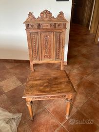 4  Sedie in legno massello ciliegio intagliate