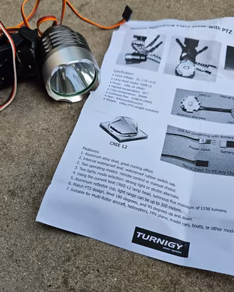 Torcia LED per modellismo Tilt e Pan droni, aerei