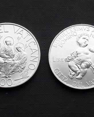 ARGENTO _ 2 monete da 2000 lire VATICANO anno 2000
