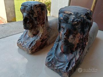 Coppia di  alari a sfinge neoclassica da camino