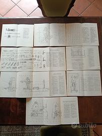 set tavole vintage con disegni tecnici