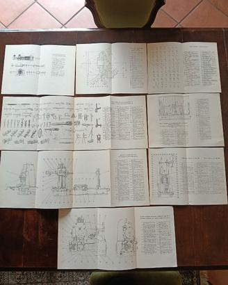 set tavole vintage con disegni tecnici