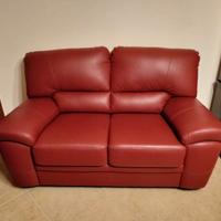 Divano 2 posti con poltrona in vera pelle