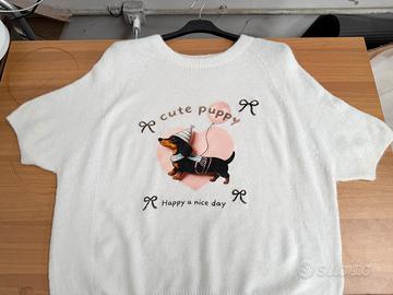 Maglione di lana alla moda a maniche corte