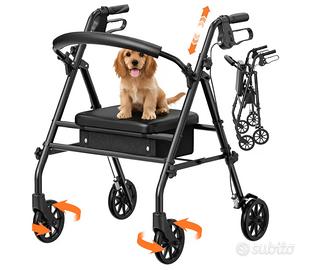 Deambulatore Rollator con Sedile e Freni