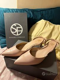 Décolleté Slingback Sandro Ferrone in Vera Pelle –