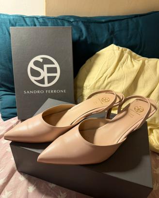 Décolleté Slingback Sandro Ferrone in Vera Pelle –