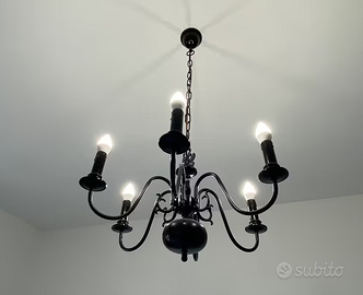 Lampadario VIntage restaurato nero