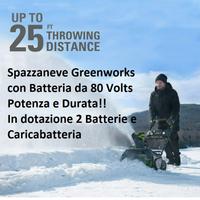 Spazzaneve Greenworks 80 Volts 2 Batterie e Carica