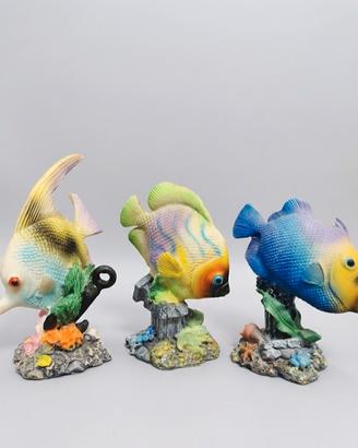 Set di tre statuine pesci  tropicali